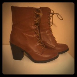Medium brown ankle healed boots
